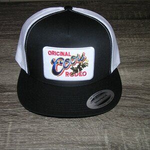 Orig. Coors Rodeo Patch Trucker Hat Yupoong/YP Classic 6006 Snapback Black/White
